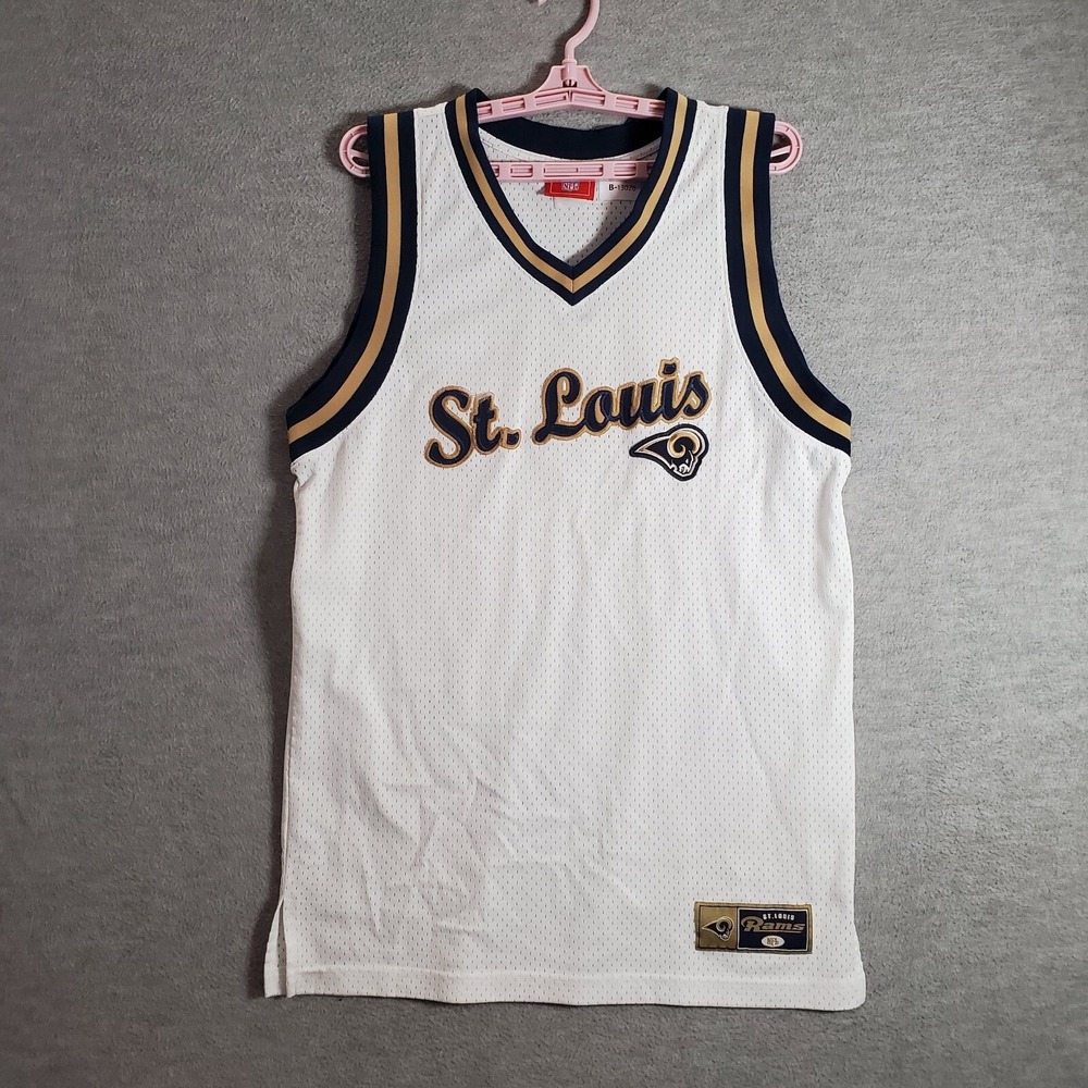VINTAGE St Louis Ram Men Jersey Medium White Basketball Logo Embroidered‎ Y2K